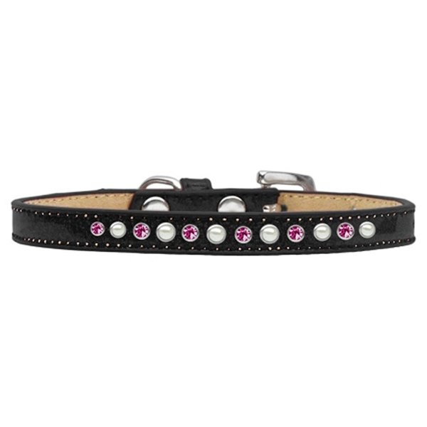Mirage Pet Products Pearl & Pink Crystal Puppy Ice Cream CollarBlack Size 8 612-05 BK-8